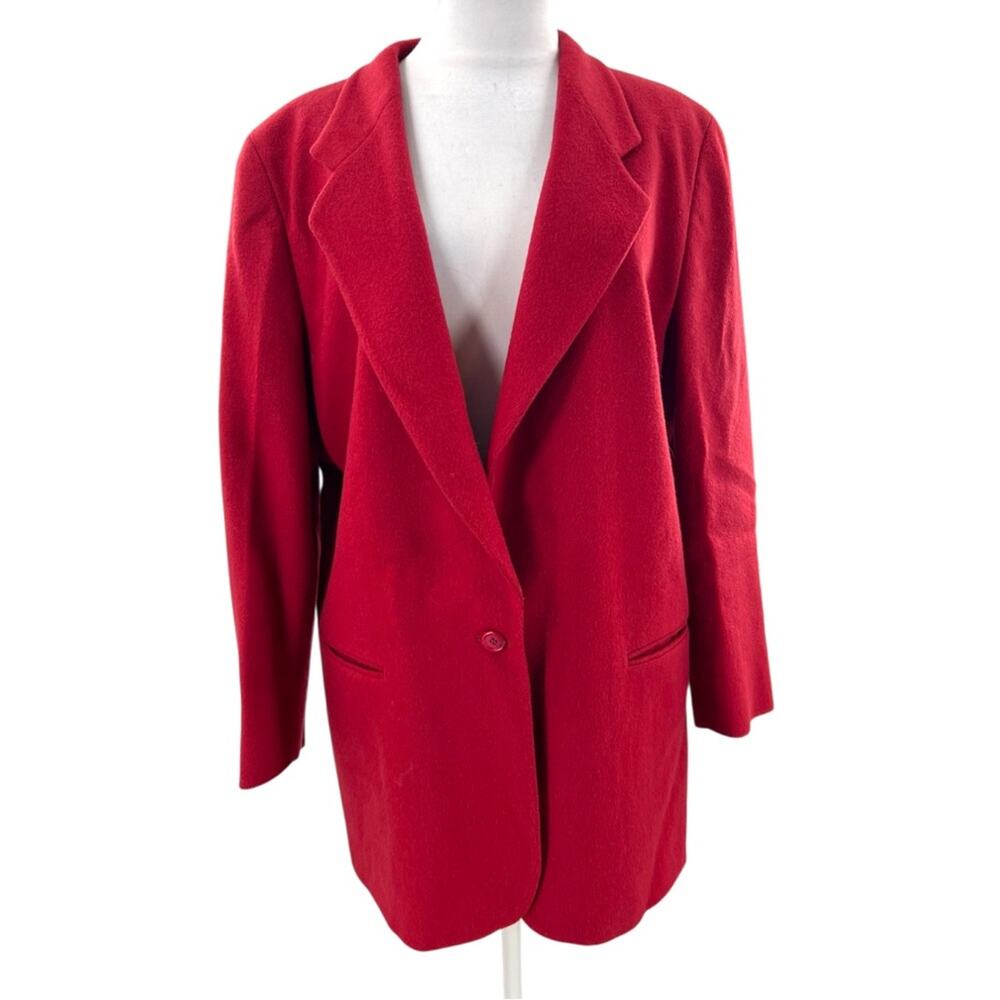 Vintage L.L. bean red wool cashmere boyfriend blazer sz 14 LL Bean